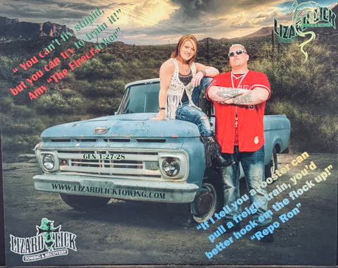 8X10 Photo of Ron & Amy Shirley Owners of Lizard Lick Towing